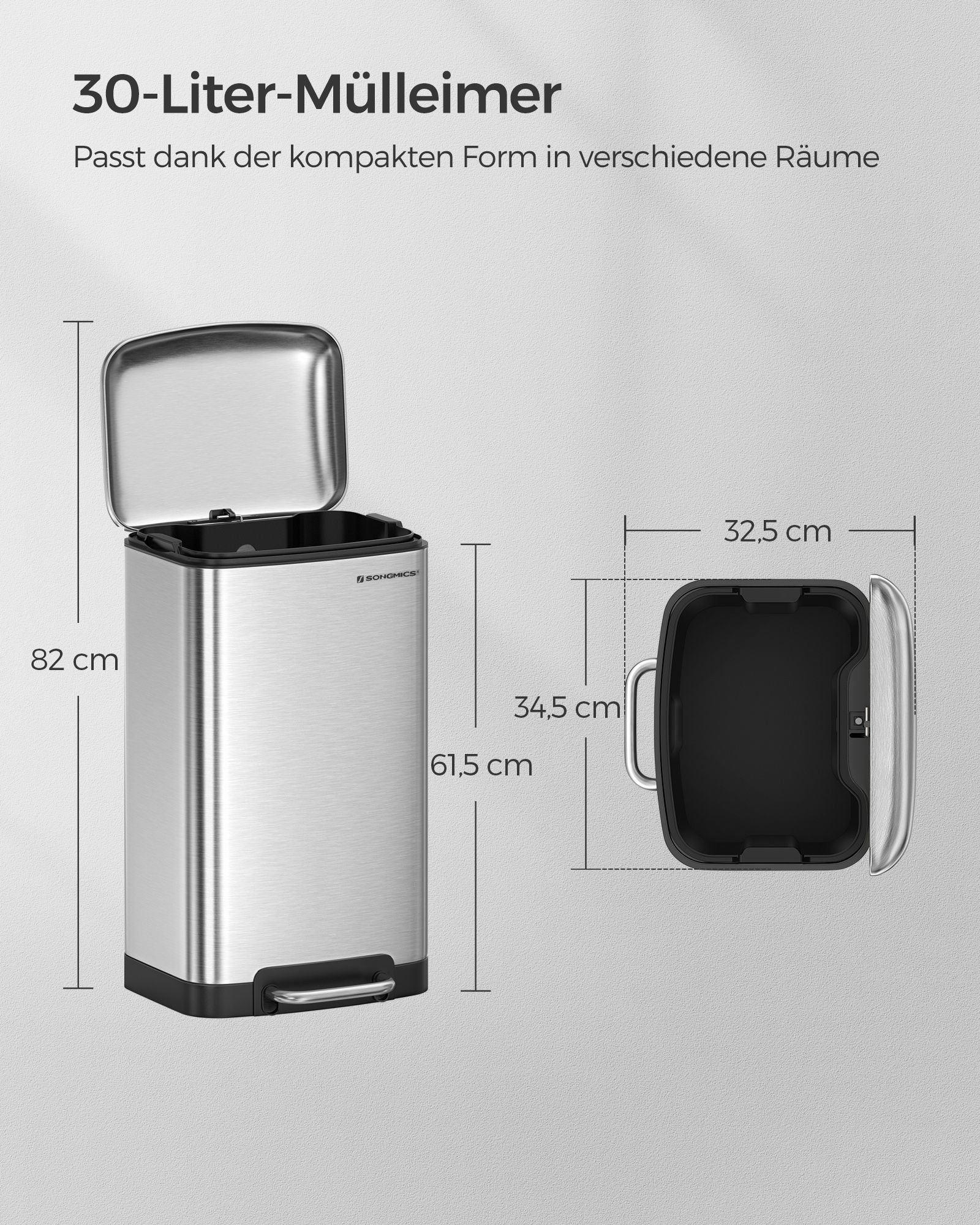 Sopkärl – 30 liter – rostfritt stål – silver