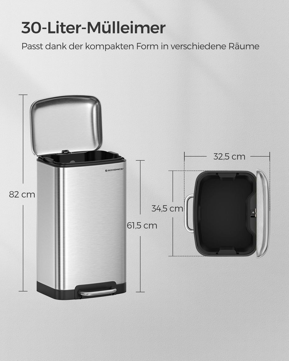 Sopkärl – 30 liter – rostfritt stål – silver