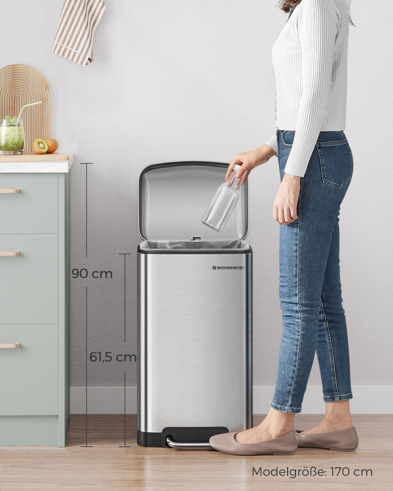 Sopkärl – 30 liter – rostfritt stål – silver