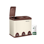 Skräp bin-3 × 8 liter-med lock och inre hink-crème-vit & brun