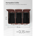 Skräp bin-3 × 8 liter-med lock och inre hink-crème-vit & brun