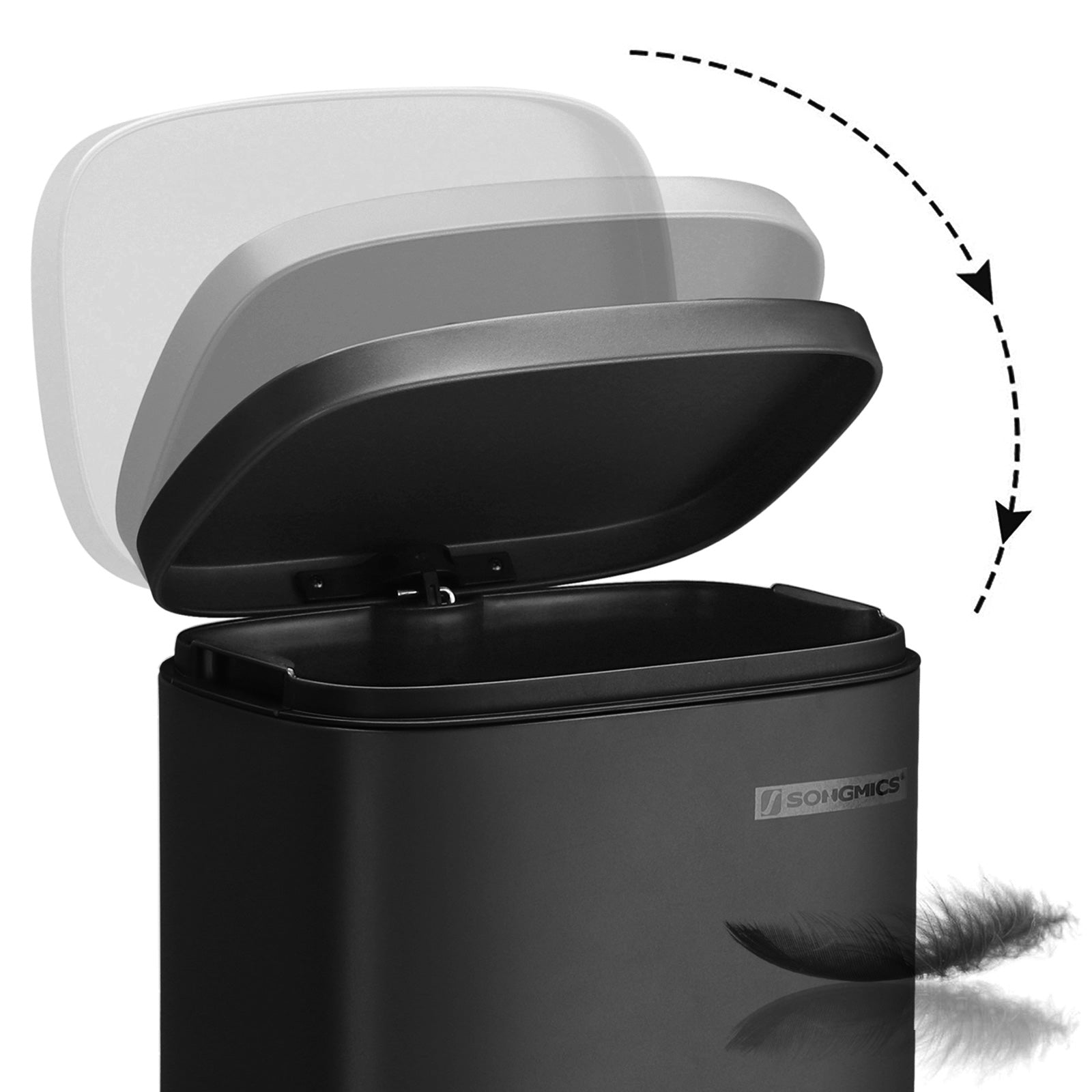 Avfallsbask - 30 L - Pedal Bucket - Softclose - Luktlös - Svart