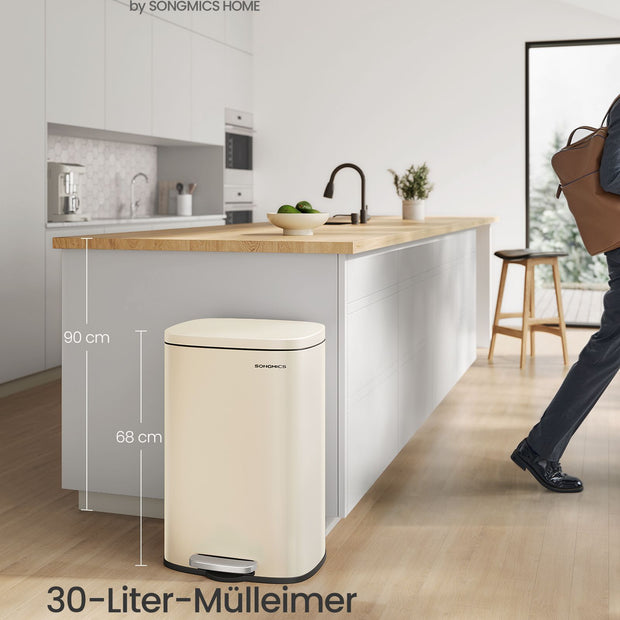 Kökssoptunna – 50 Liter – Stål och plast – Sandbeige