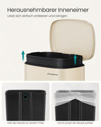 Skräpfack - Pedal Bin - 50L - Rostfritt stål - Softclose - lufttätt - plastisk inre hink