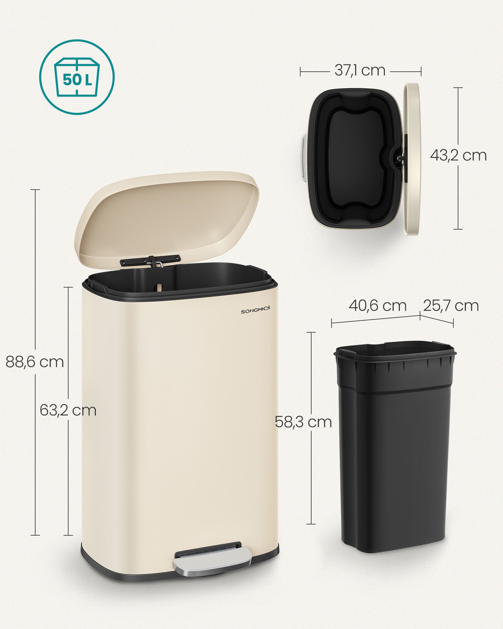 Kök Prullen bin 50 liter zandbeige