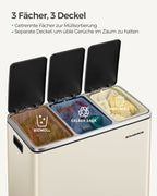 Avfallsseparationssystem - 3 fack - 3 × 18 L - med en sand beige lock