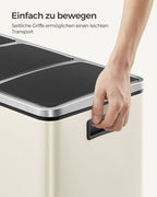 Avfallsseparationssystem - 3 fack - 3 × 18 L - med en sand beige lock
