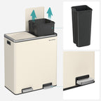 Skräpfack - 2 x 30 liter - med lock och inre hink - crème vit