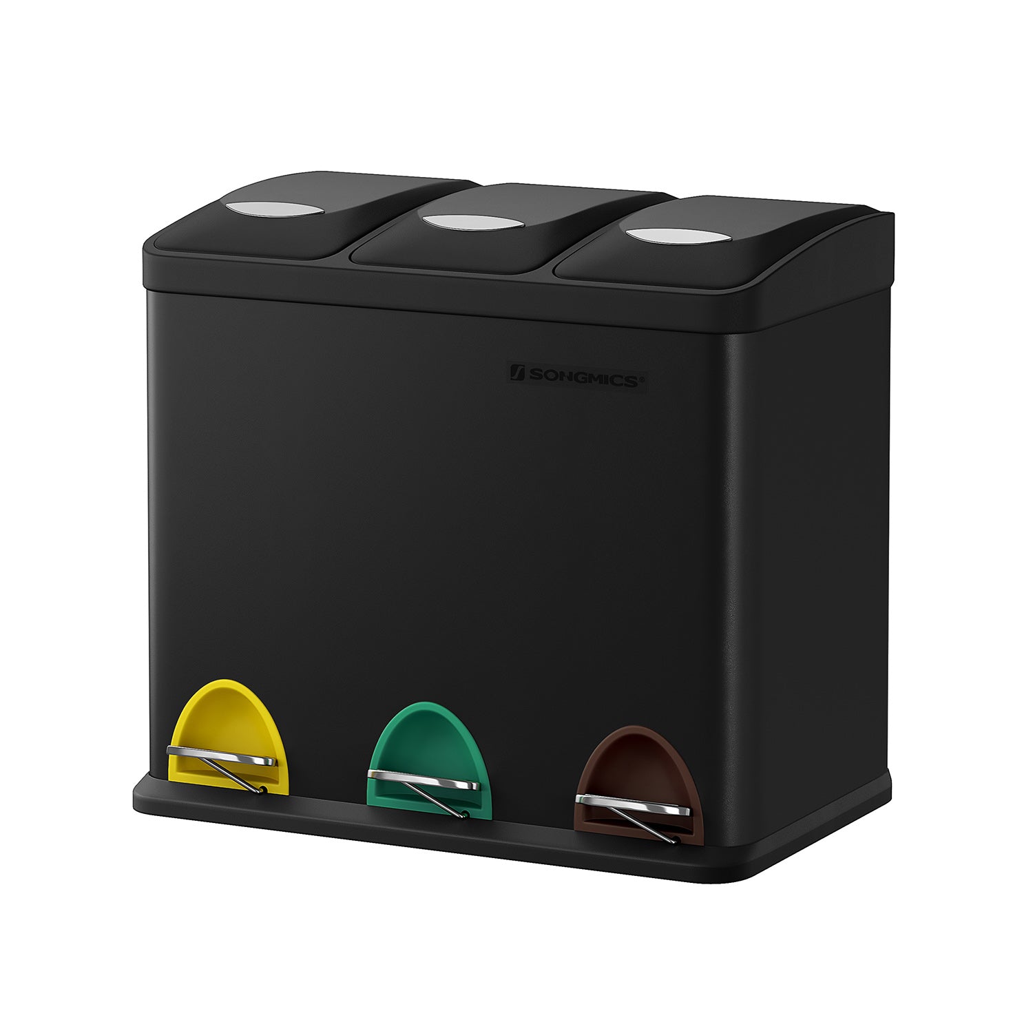 Skräp bin-3 × 8 liter-med lock och inre hink-crème-vit & brun