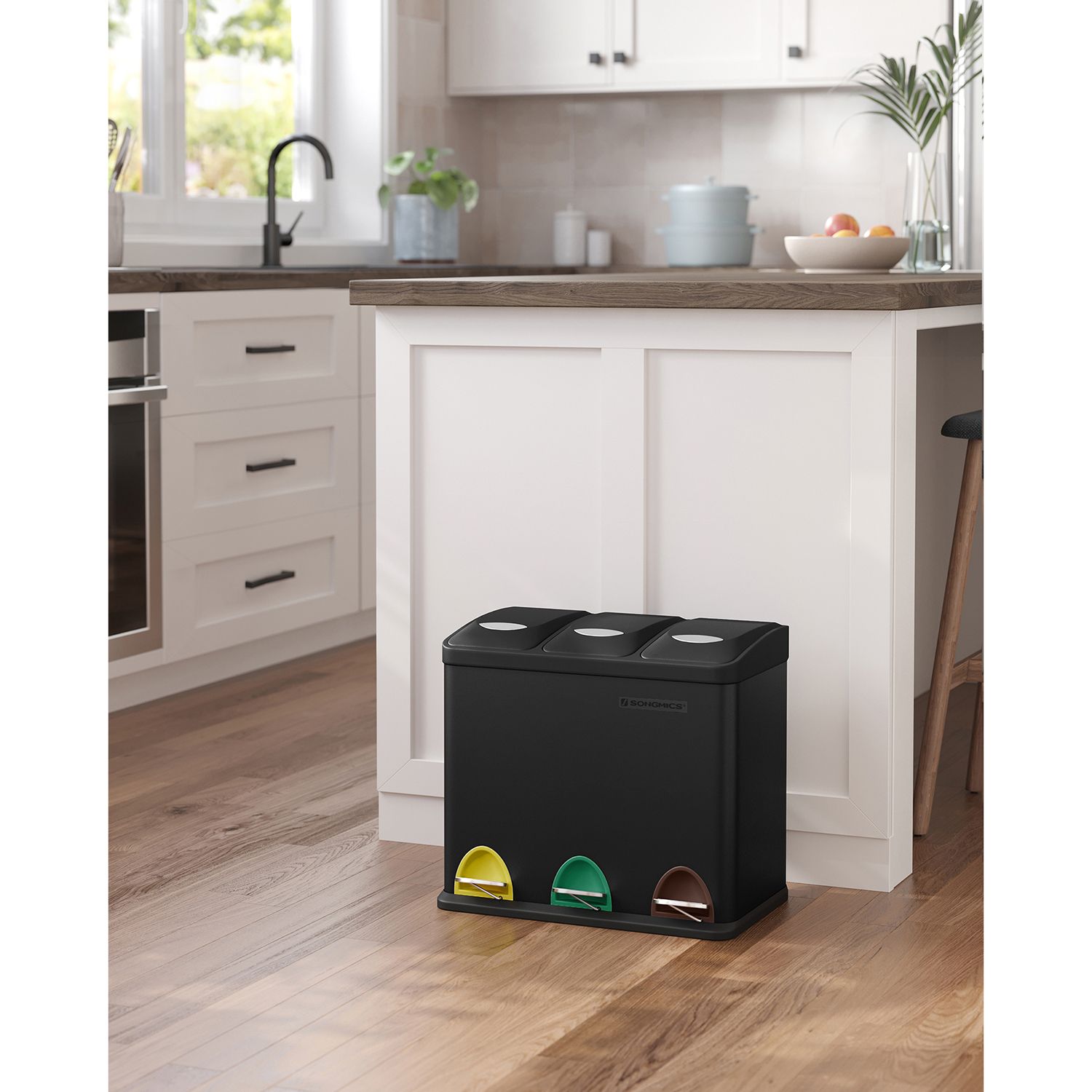 Avfallsbask - Pedal Bin for Kitchen - Waste Separation - 24 L - Svart