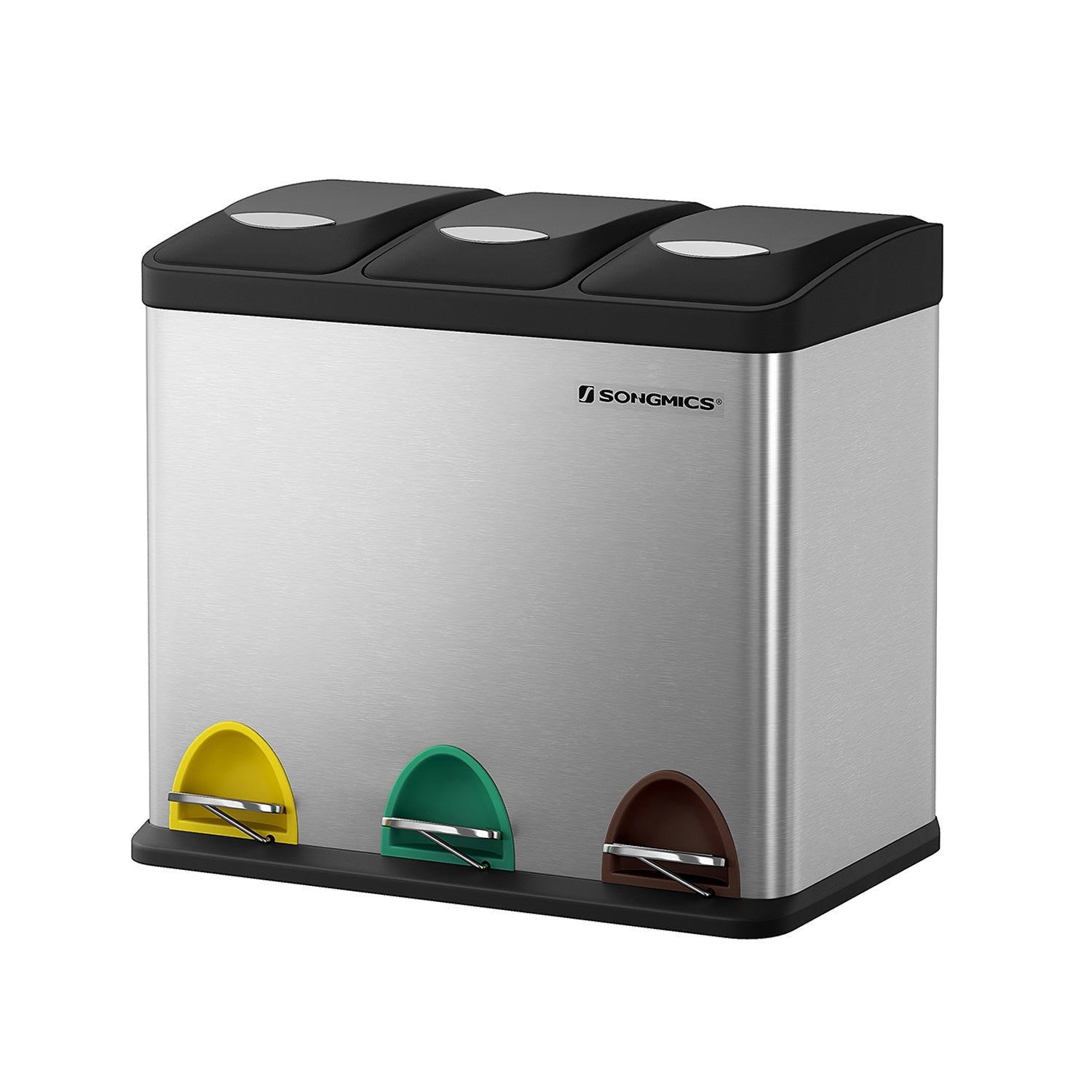 Avfallsseparation Spridande bin-pedal bin-24 liter-3-in-1-silver