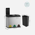 Avfallsseparation Spridande bin-pedal bin-24 liter-3-in-1-silver