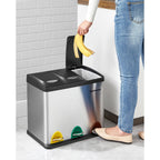 Avfallsseparation Spridande bin-pedal bin-24 liter-3-in-1-silver