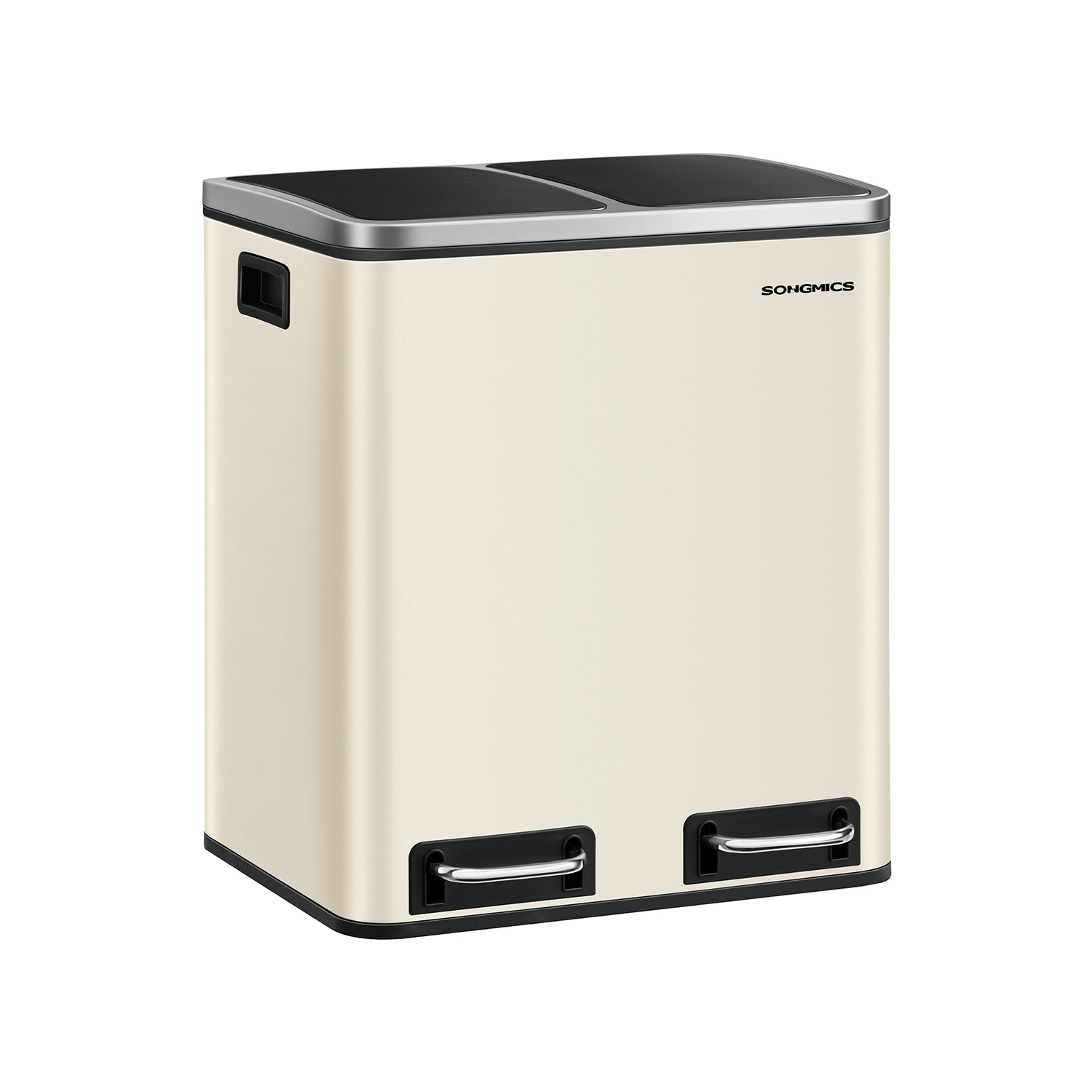 Avfallsseparationssystem-3 fack-3 x 18 L-lock-sand-beige-bläcksvart
