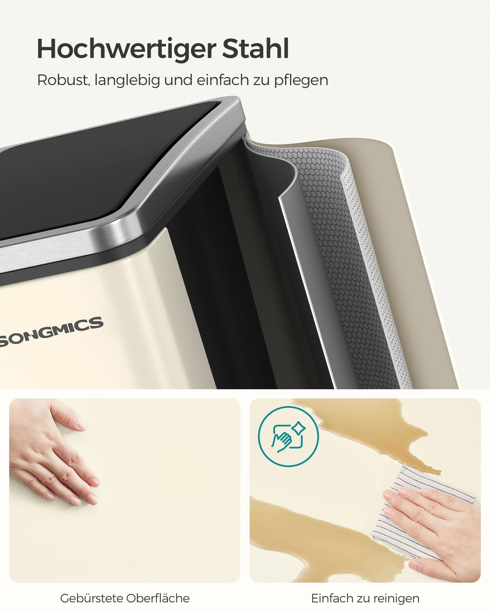 Avfallsbink - skräpfack med avfallsseparation - 2 x 15 L - Softclose - Svart