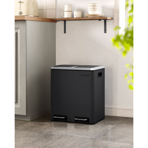 Avfallsbink - skräpfack med avfallsseparation - 2 x 15 L - Softclose - Svart