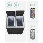 Avfallsbink - skräpfack med avfallsseparation - 2 x 15 L - Softclose - Svart