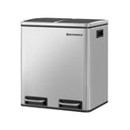 Avfallsbink - pedal - 2 inre lådor - rostfritt stål - 2 x 15 l - silver