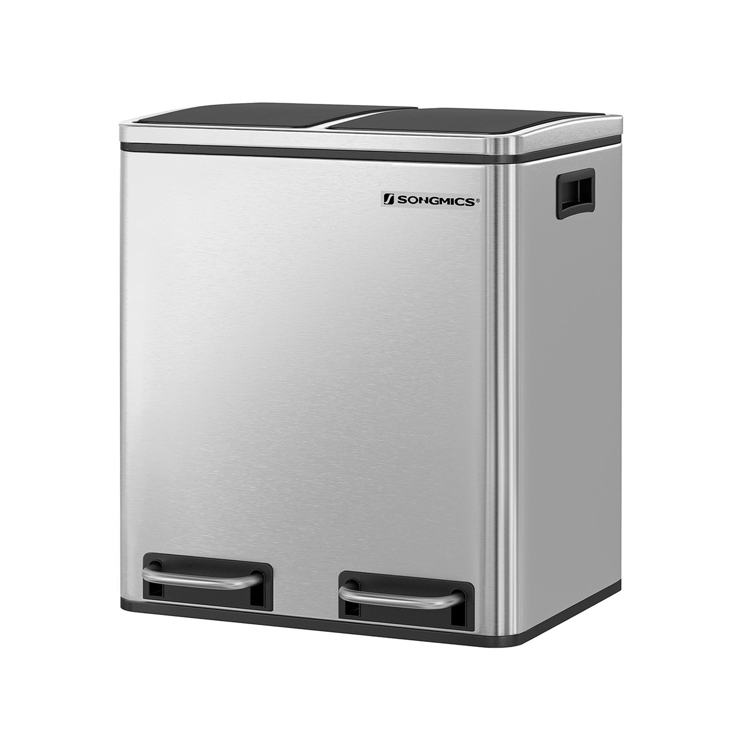 Avfallsbink - pedal - 2 inre lådor - rostfritt stål - 2 x 15 l - silver