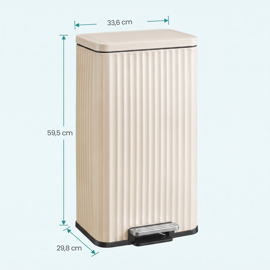 Pedaalemmer - Met Softclose-deksel en Uitneembare Binnenemmer - Beige - 33,6 x 29,8 x 59,5 cm