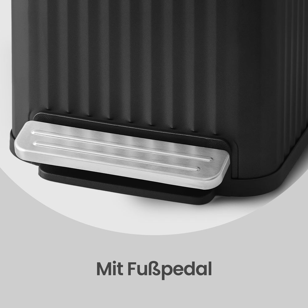 Pedaalemmer - 50 Liter - Soft-Close Deksel - Staal - Zwart