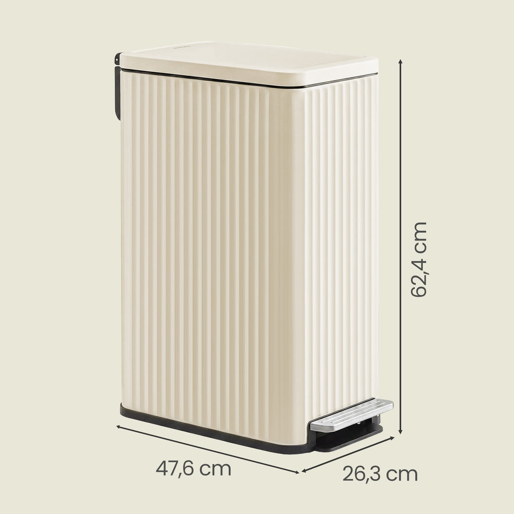 Pedaalemmer - 50 Liter - Soft-Close Deksel - Staal - Crème