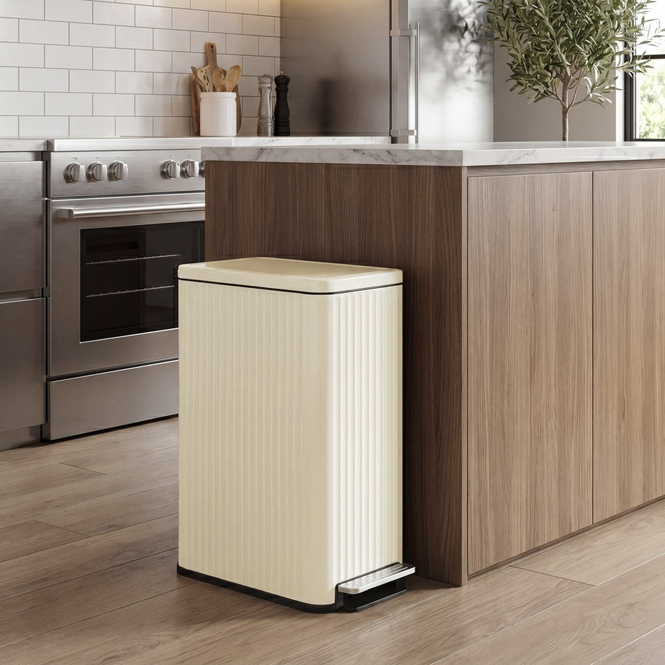 Pedaalemmer - 50 Liter - Soft-Close Deksel - Staal - Crème