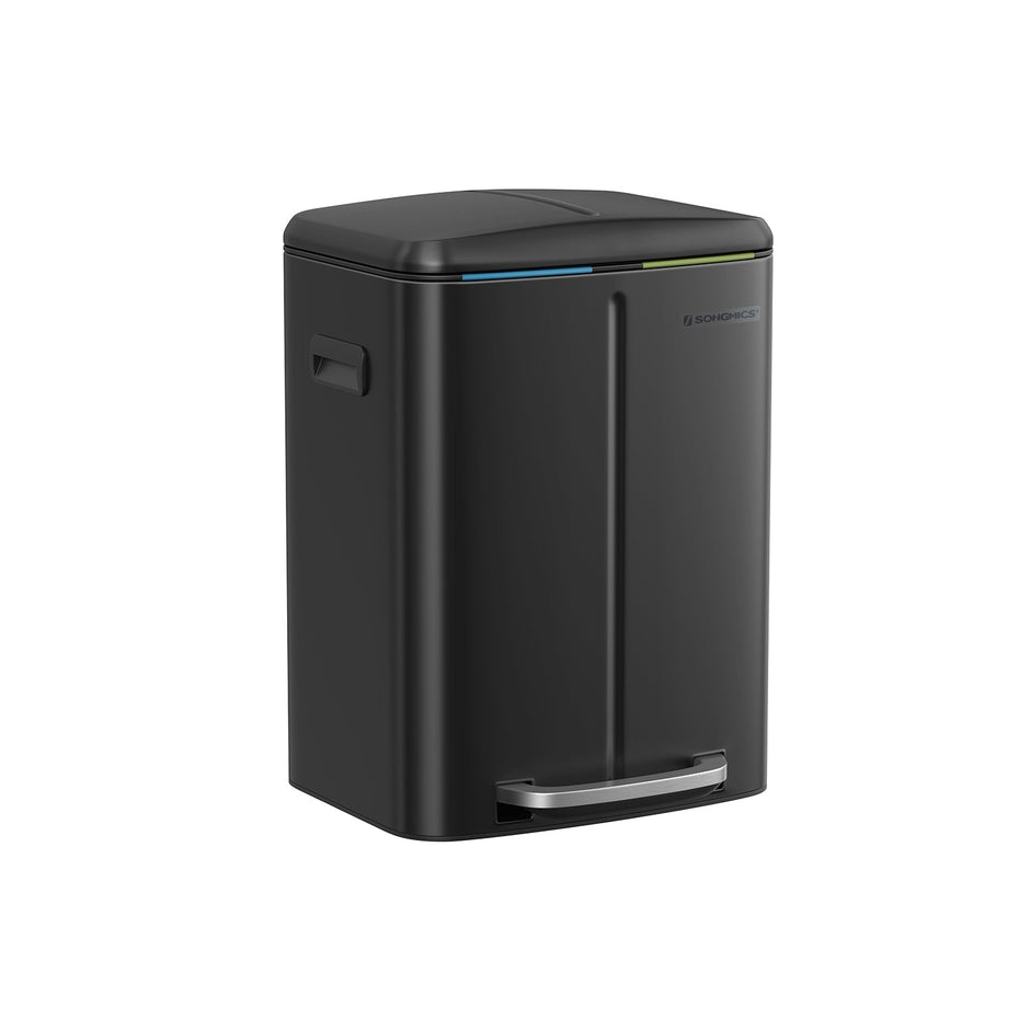 Avfallskärl med 2 fack - Pedalkontroll - Vit