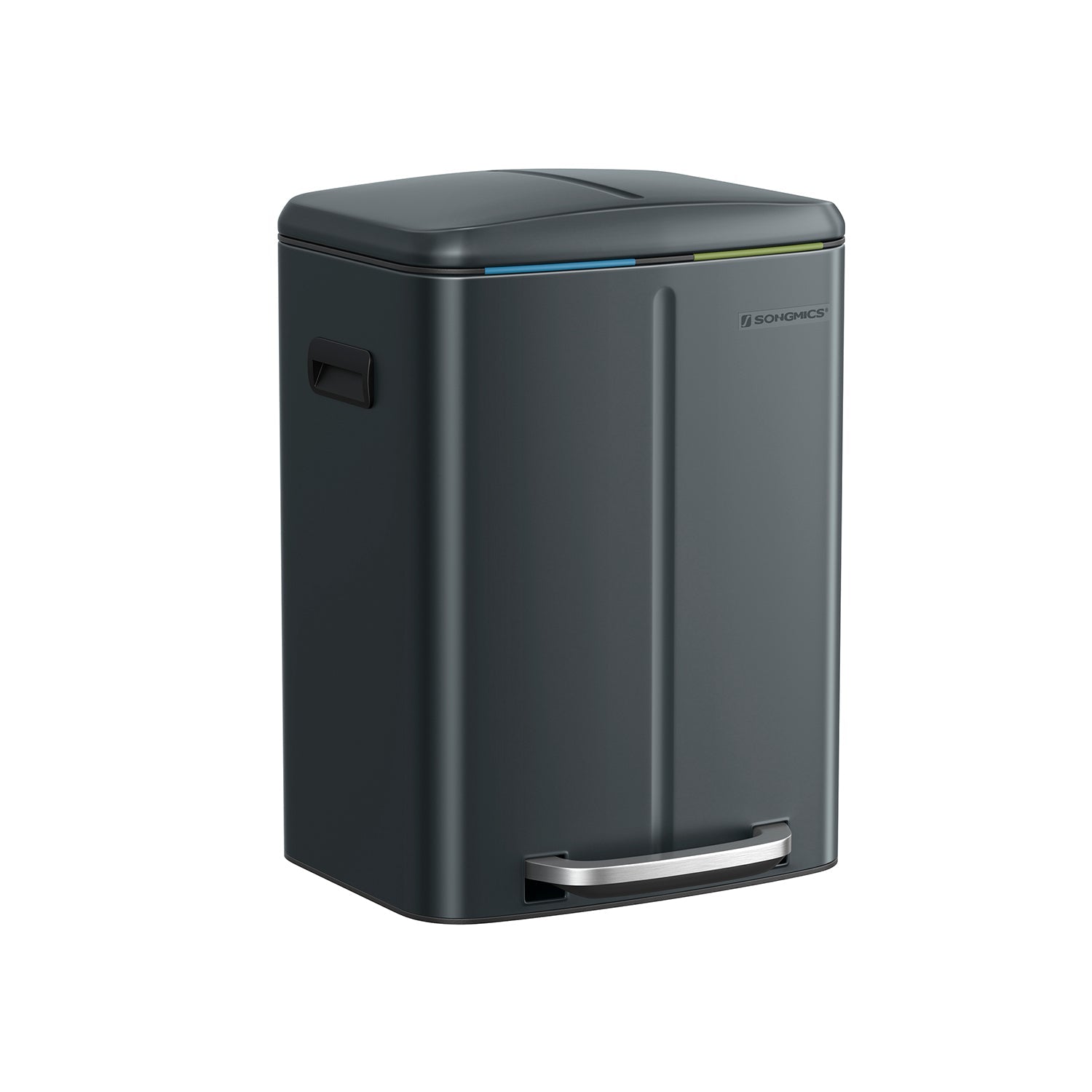 Avfallsbink - 2 fack - 2 x 20 L - metall med pedal - 40 L - vit