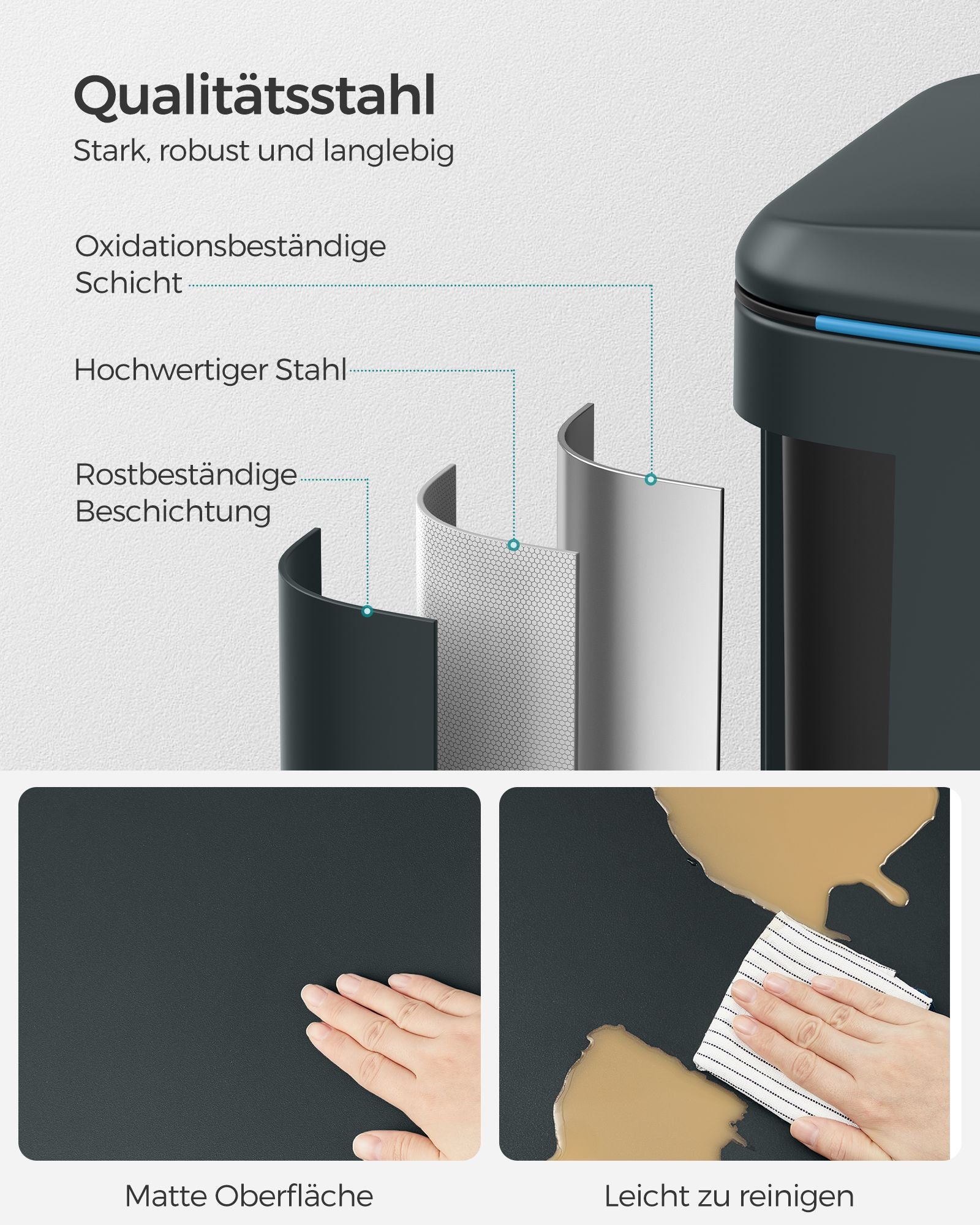 Kök Prullen Bin - 2 × 20 L - med mjukt nära lock - Gröngrå