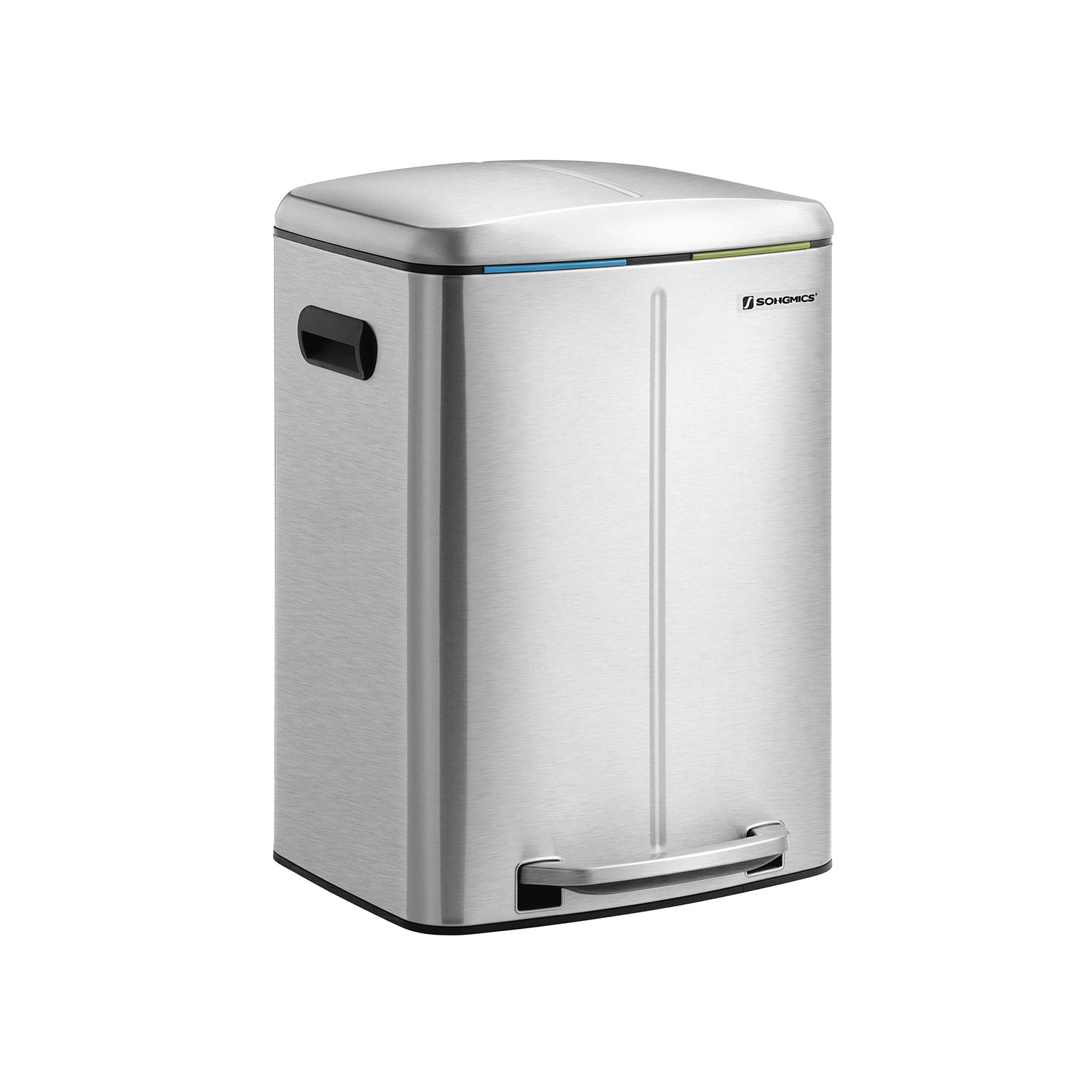 Avfallsbink - 2 fack - 2 x 20 L - metall med pedal - 40 L - vit