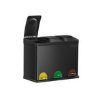 Avfallsbink - Kök Prullen Bin med pedal - 45 L (3 x 15 L) - Rostfritt stål - Silver/svart