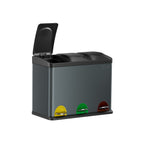 Avfallsbink - Kök Prullen Bin med pedal - 45 L (3 x 15 L) - Rostfritt stål - Silver/svart