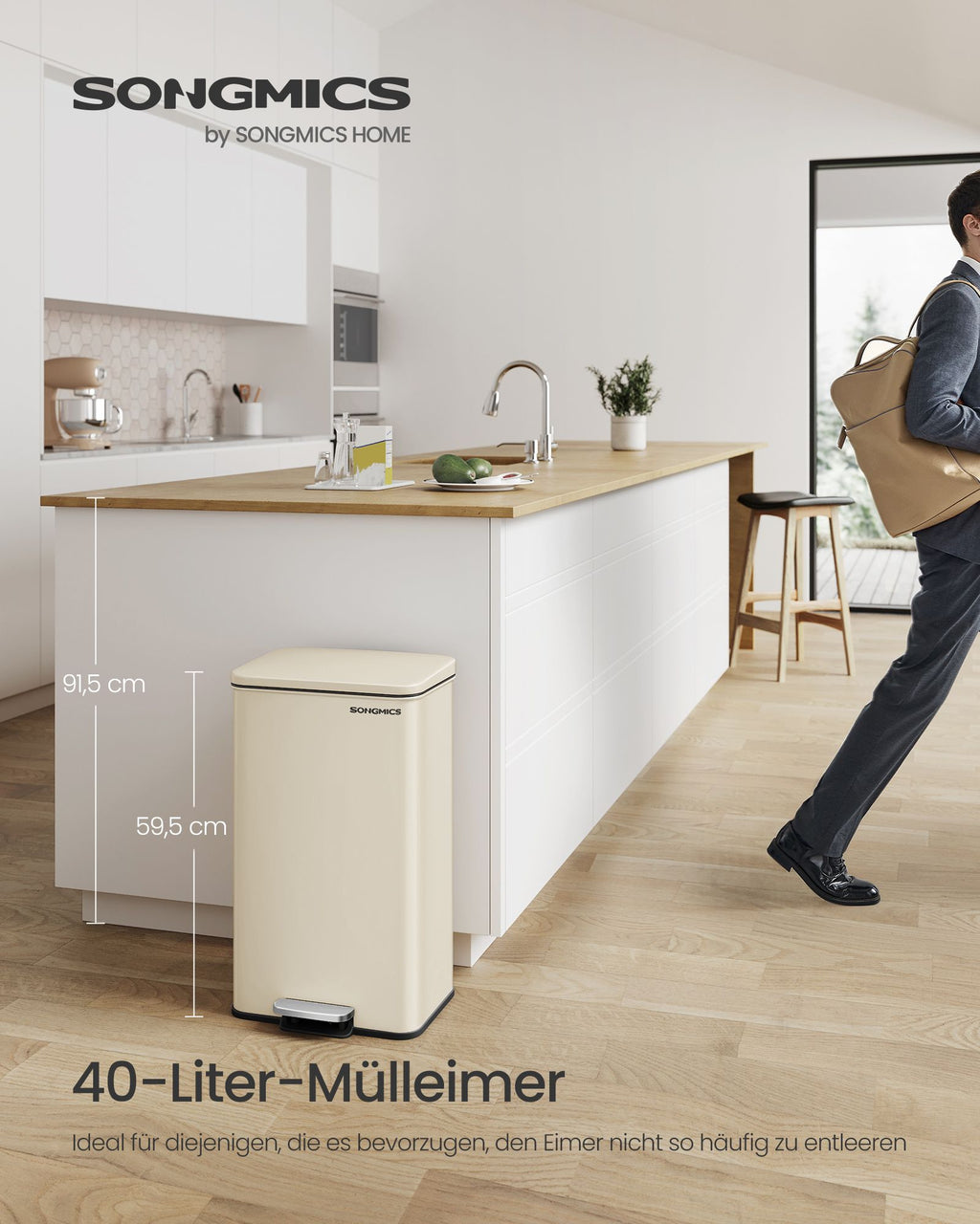 Kök Prullen Box med locket 40 liter sand beige