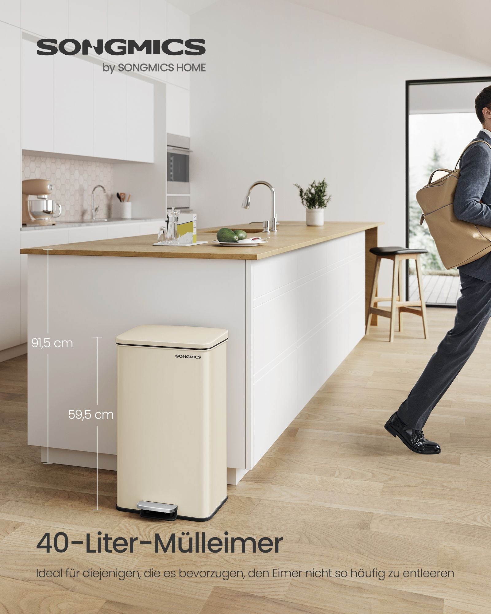 Kök Prullen Box med locket 40 liter sand beige