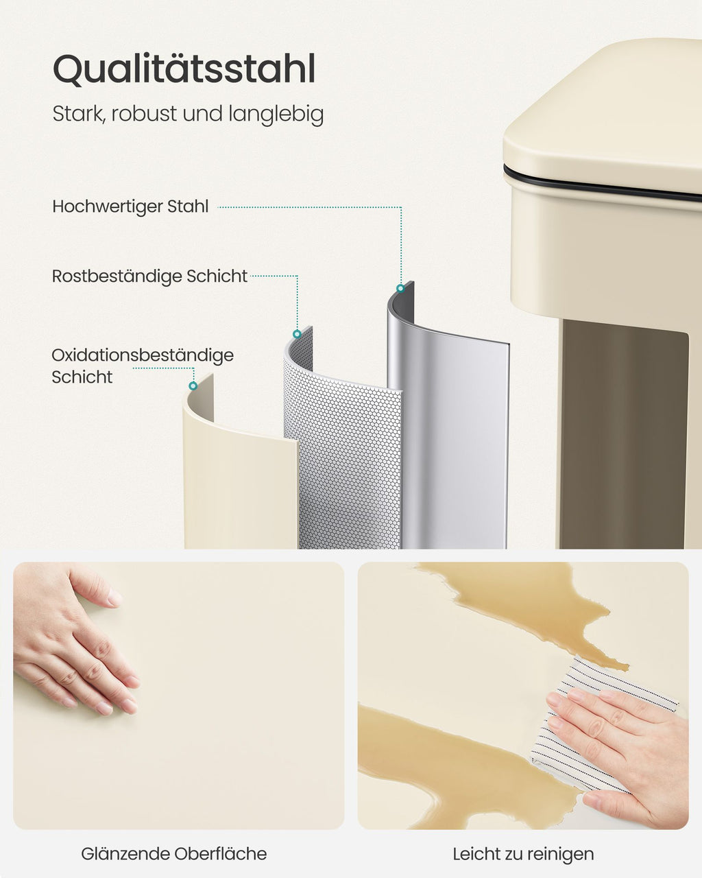 Kök Prullen Box med locket 40 liter sand beige