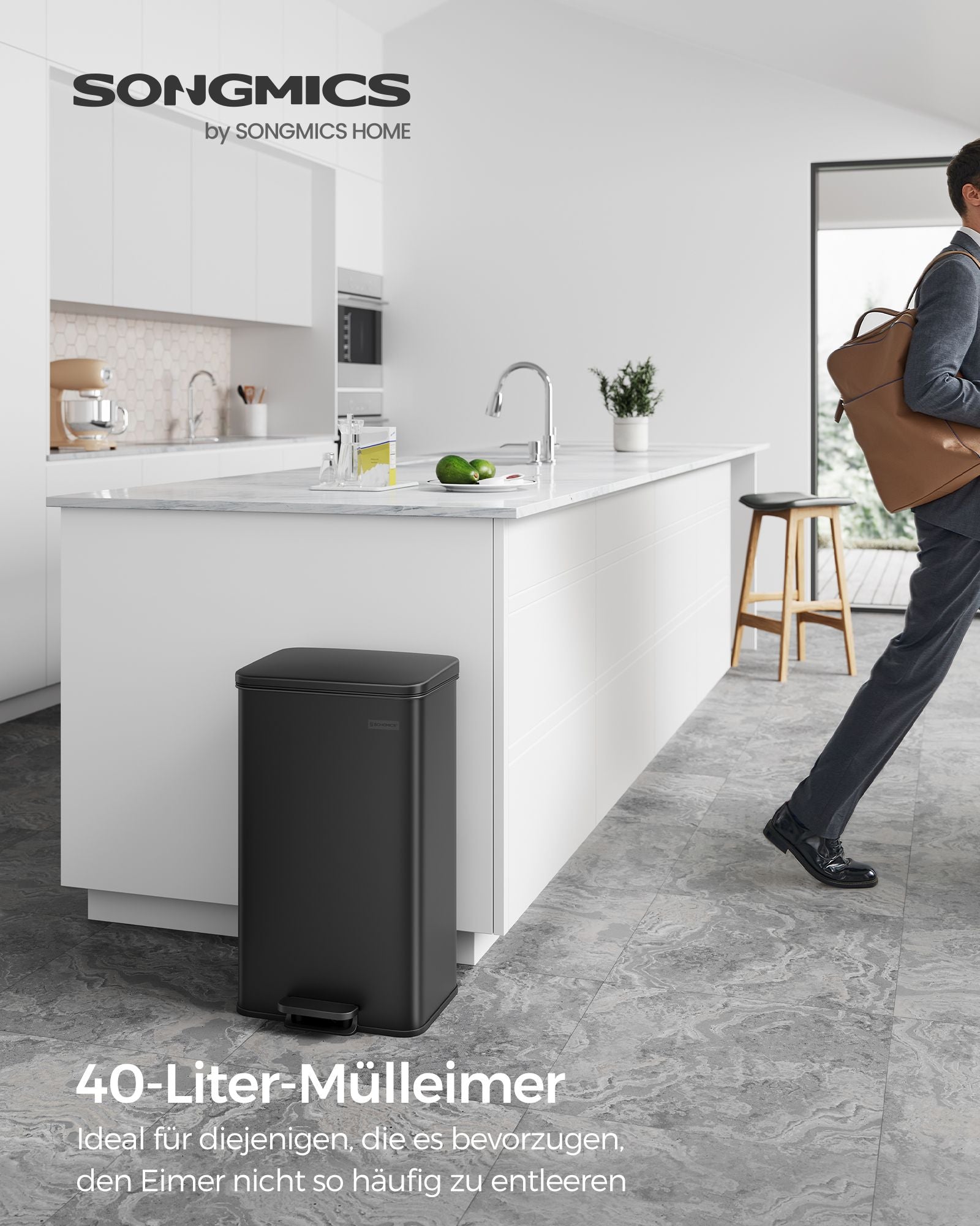 Pedalsoptunna – 40 liter – stål – svart