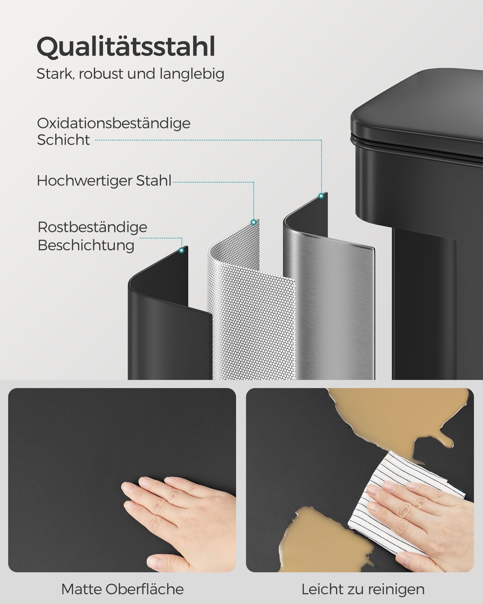 Kitchen Prullen bin - 40 liter - pedal Grenbak - svart