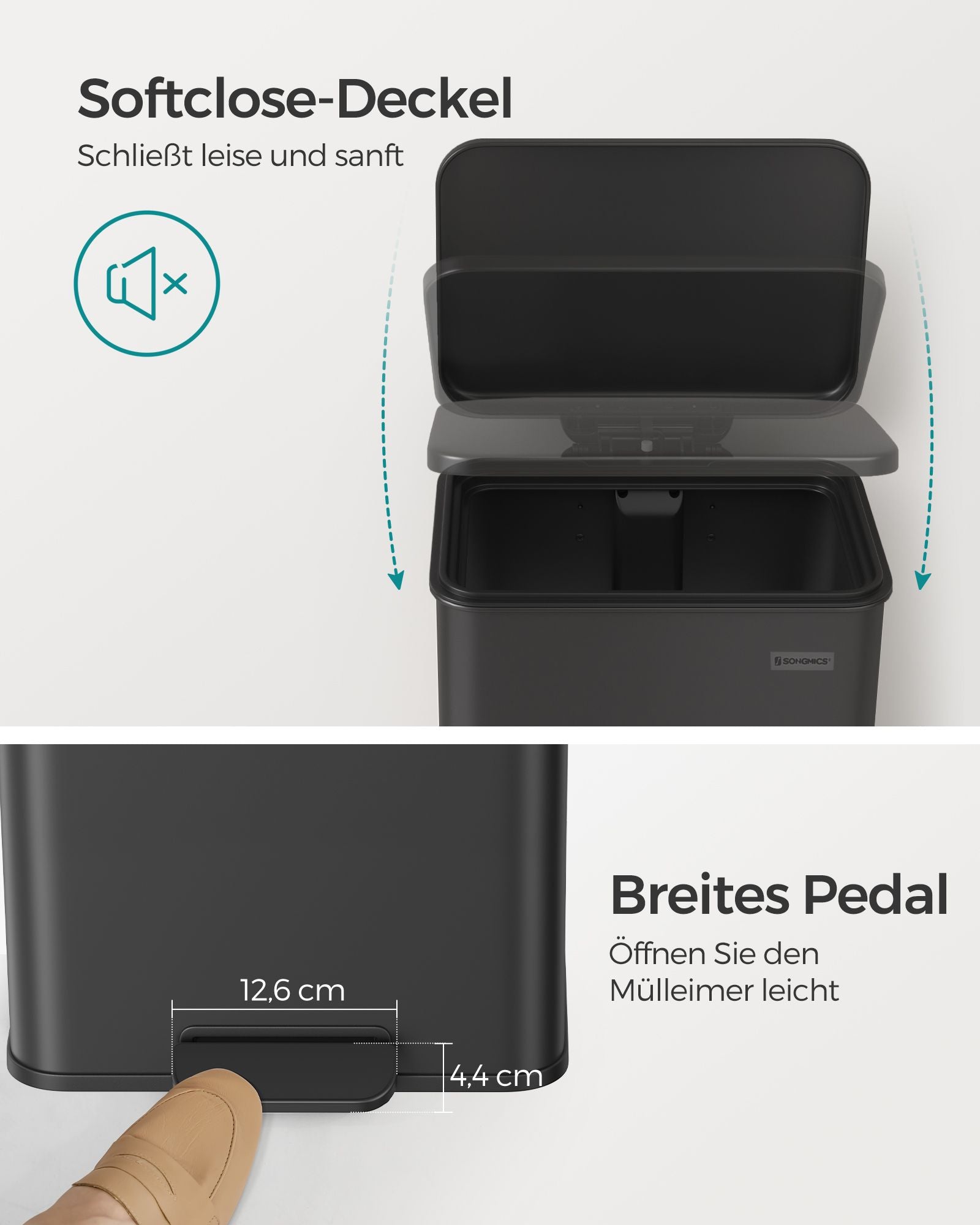 Pedalsoptunna – 40 liter – stål – svart