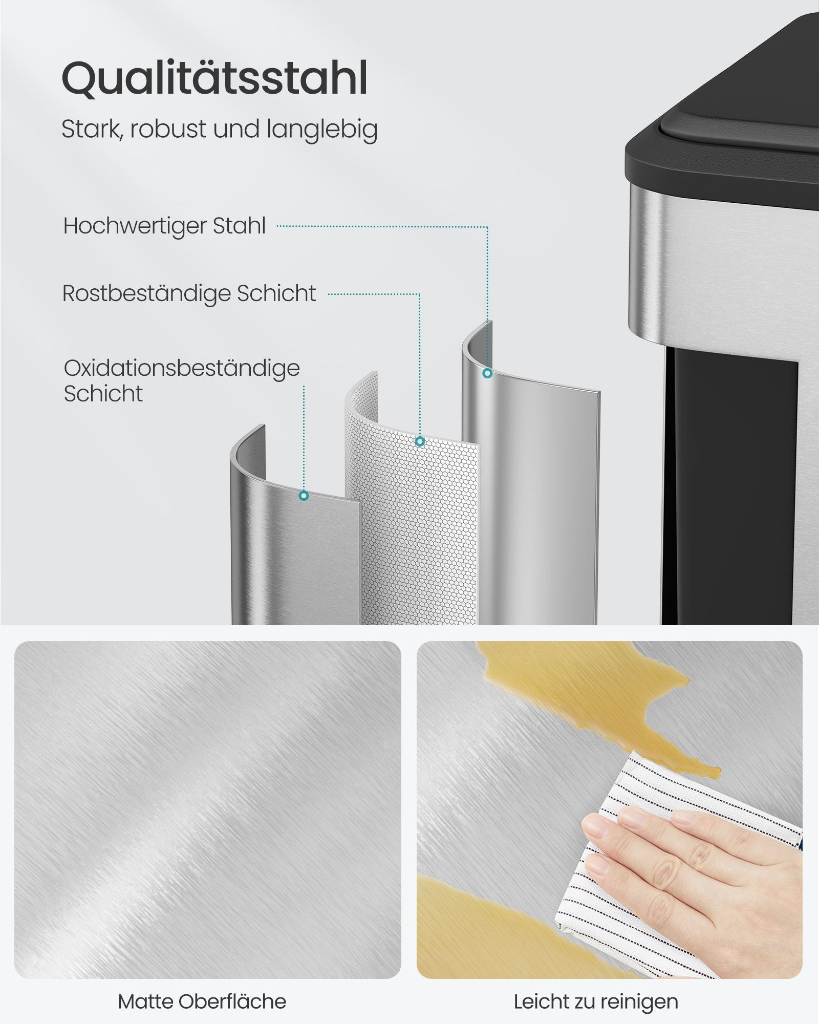Kök Prullen Bin Metallic Silver