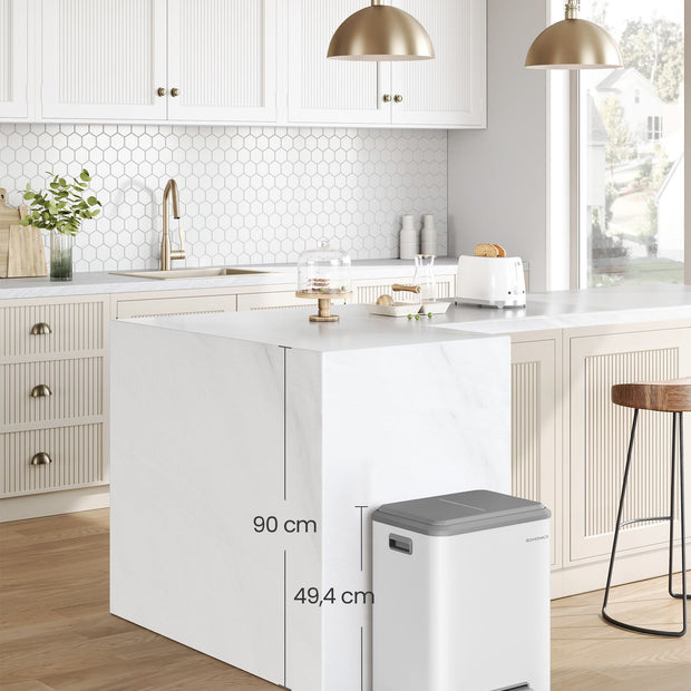 Avfallssepareringssystem – 2 fack – Molnvit