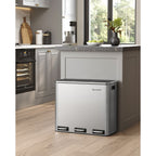 Sopor - avfallsseparation - 3 inre hinkar - 54 liter - silver