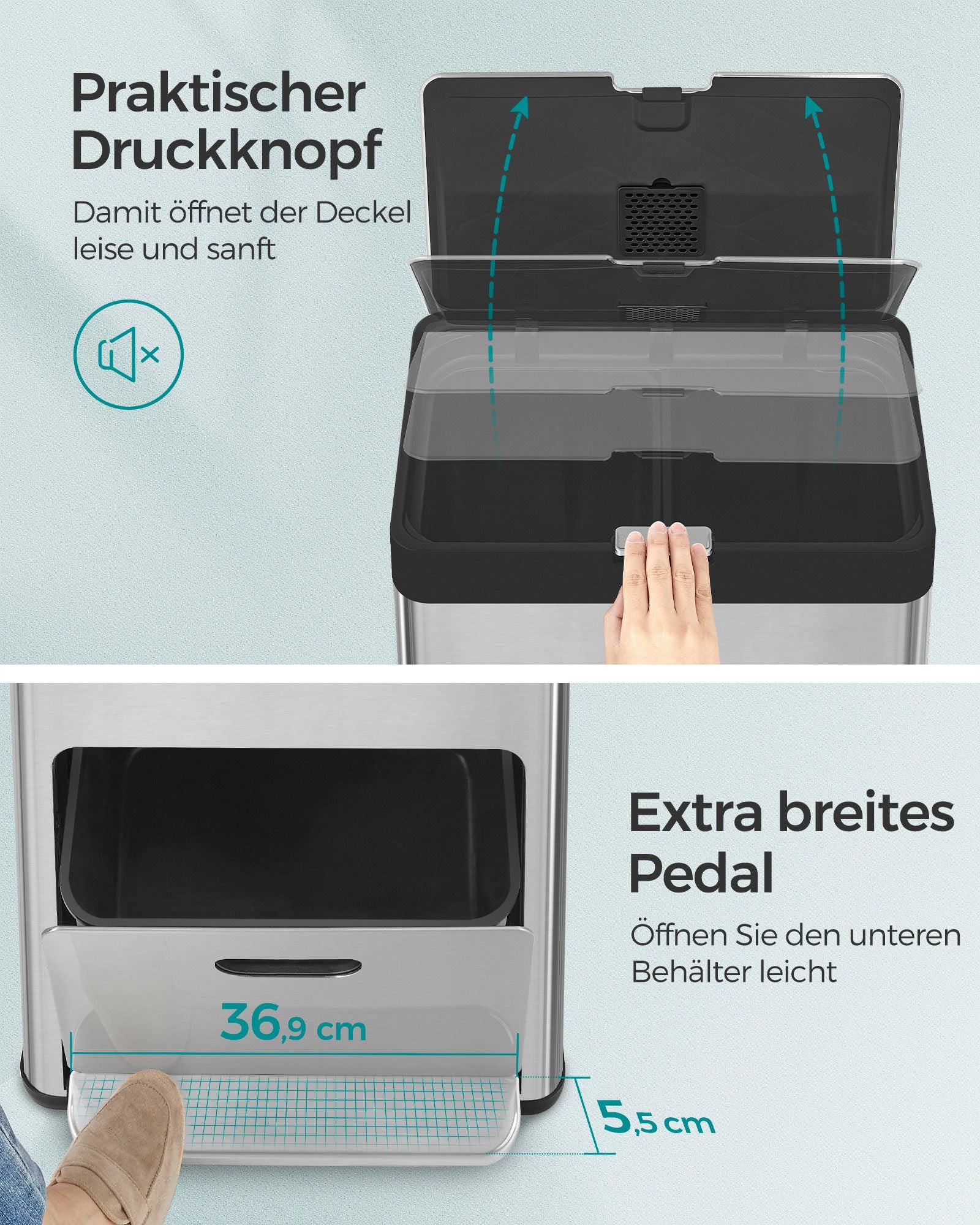 Kök Prullen Bin med pedal och 3 fack