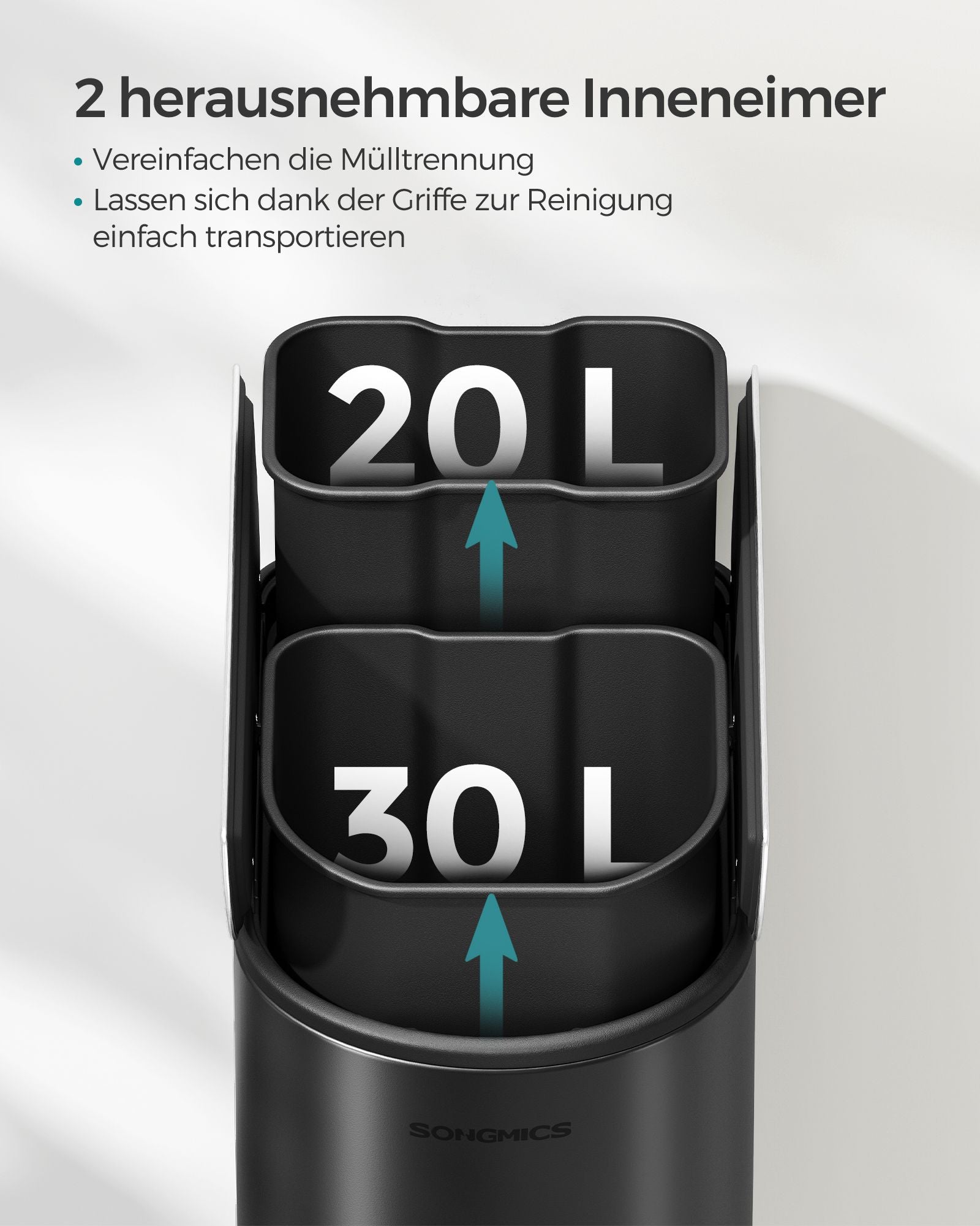 Avfallsseparationssystem - 2 fack - 30 L och 20 L