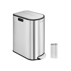 Avfallsseparationssystem - med 2 fack - Metalliskt silver