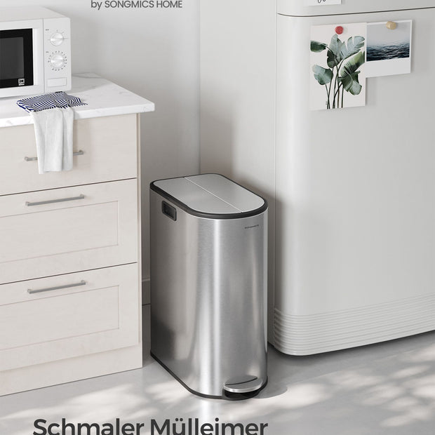 Avfallssepareringssystem – 2 fack – metalliskt silver