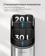 Avfallsseparationssystem - med 2 fack - Metalliskt silver