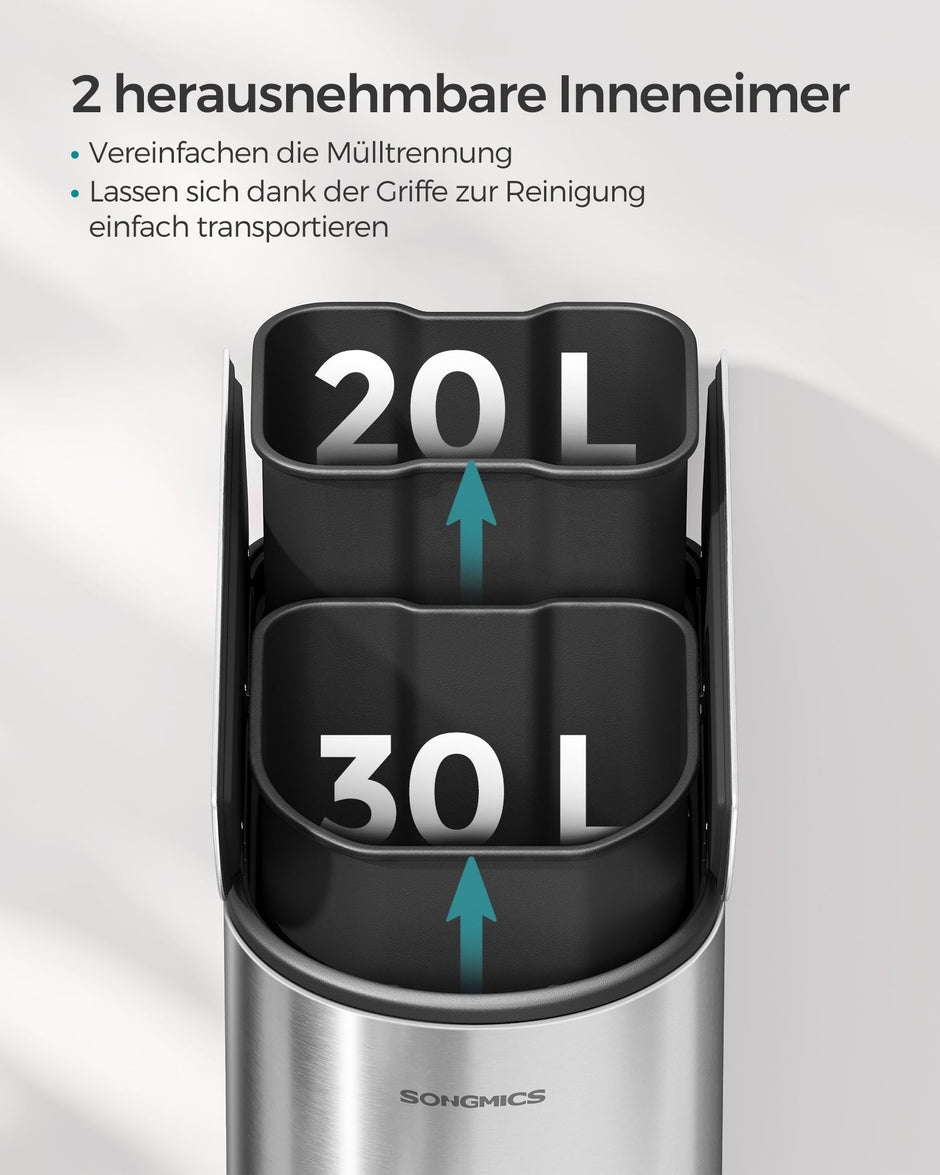 Avfallssepareringssystem – 2 fack – metalliskt silver