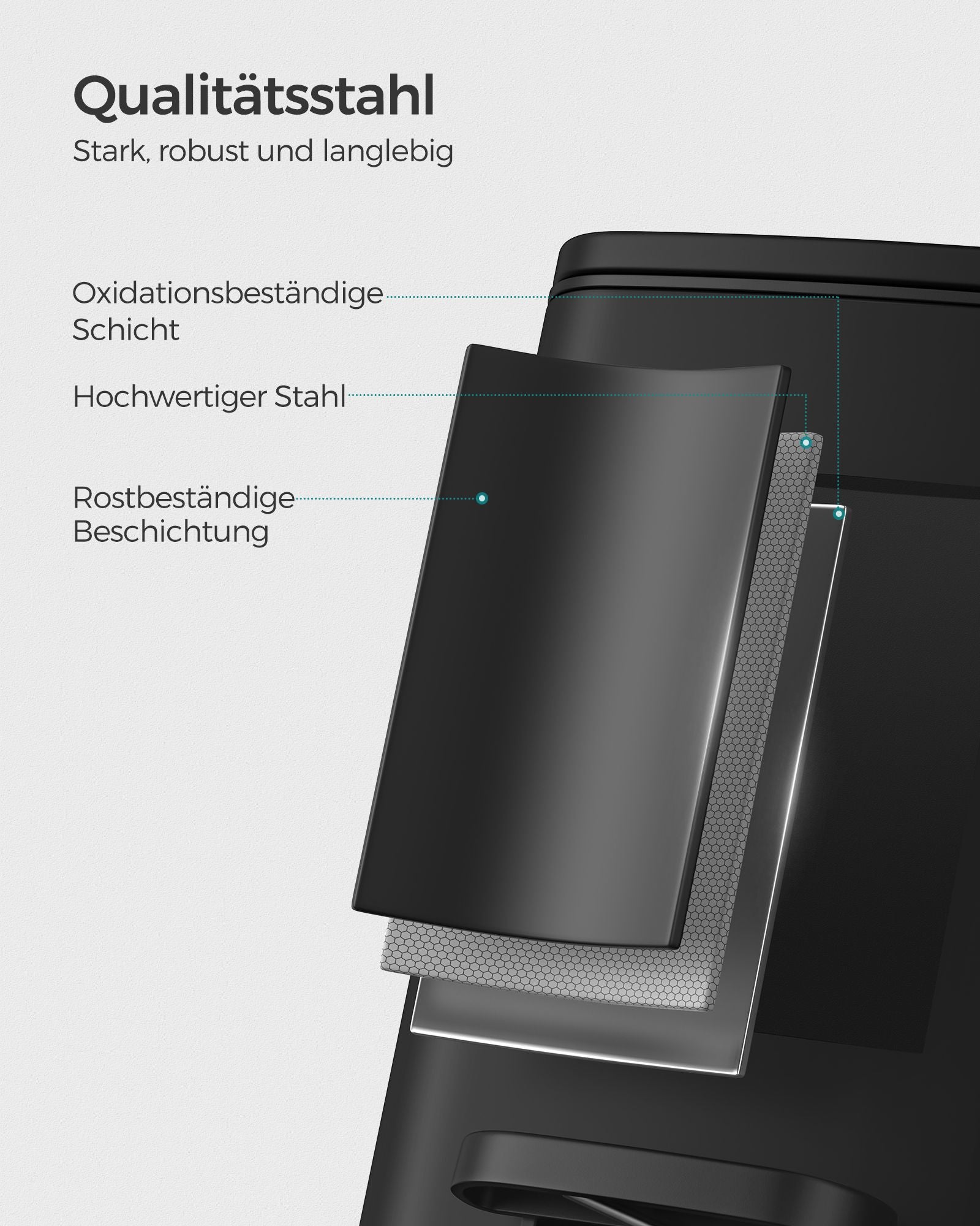 Kosmetisk låda - med pedal - svart stål