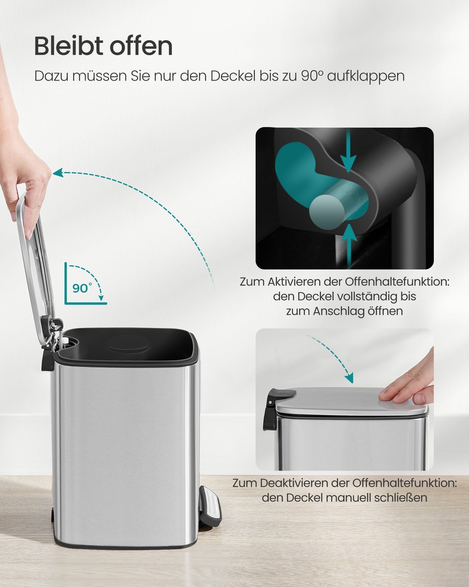 Kosmetisk låda - med pedal - svart stål